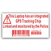 4 x Laptop Security Stickers-Fake Dummy GPS Police Tracking Sign-Dell,HP,Apple,Mac 